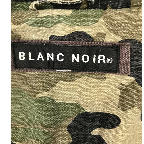 Blanc Noir Camo Anorak Utility Jacket Full Zip Black Faux Leather Sleeves Small - Picture 10 of 14